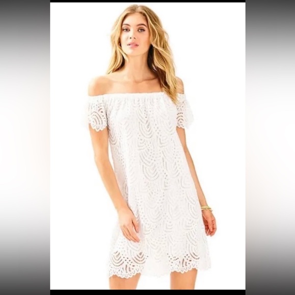 Lilly Pulitzer White Off Shoulder Dress - Picture 1 of 11